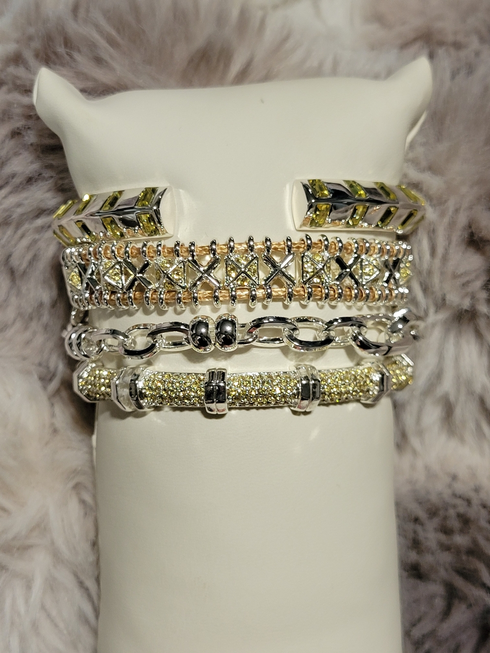 Yellow Crystal Multi-Row Women’s Bracelet Set